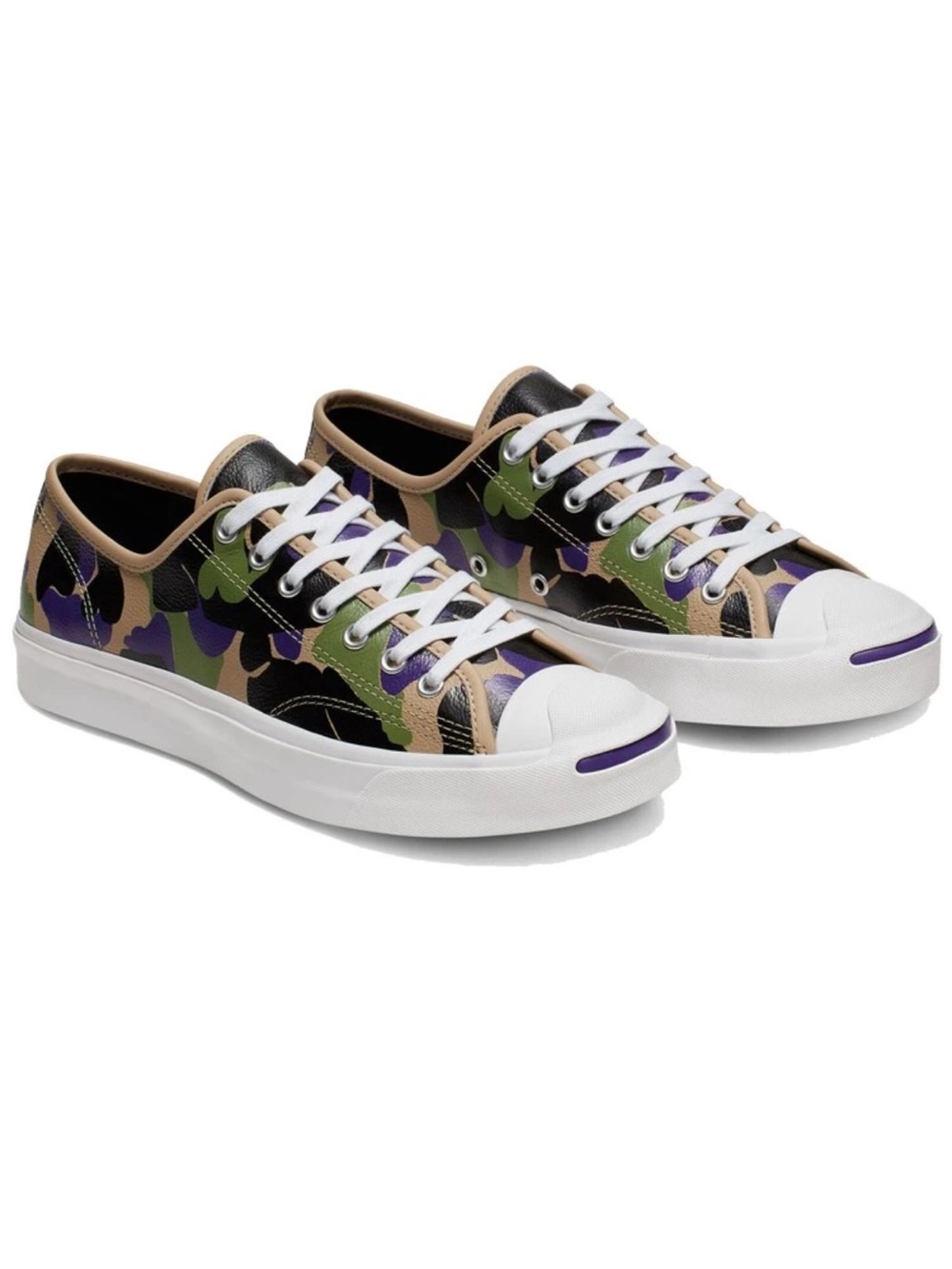 Converse Jack Purcell Low Candied Ginger Camo Sneakers Purple Green Leather 7 - Picture 10 of 15